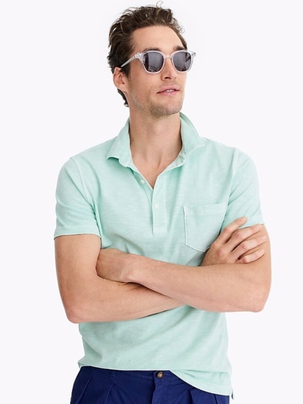 NWT J. Crew Garment Dyed Slub Cotton Polo in Teal - Size XS